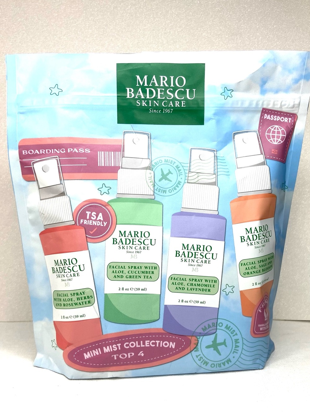 Mario Badescu Mini Mist Collection — Green, Purple, Orange, Red